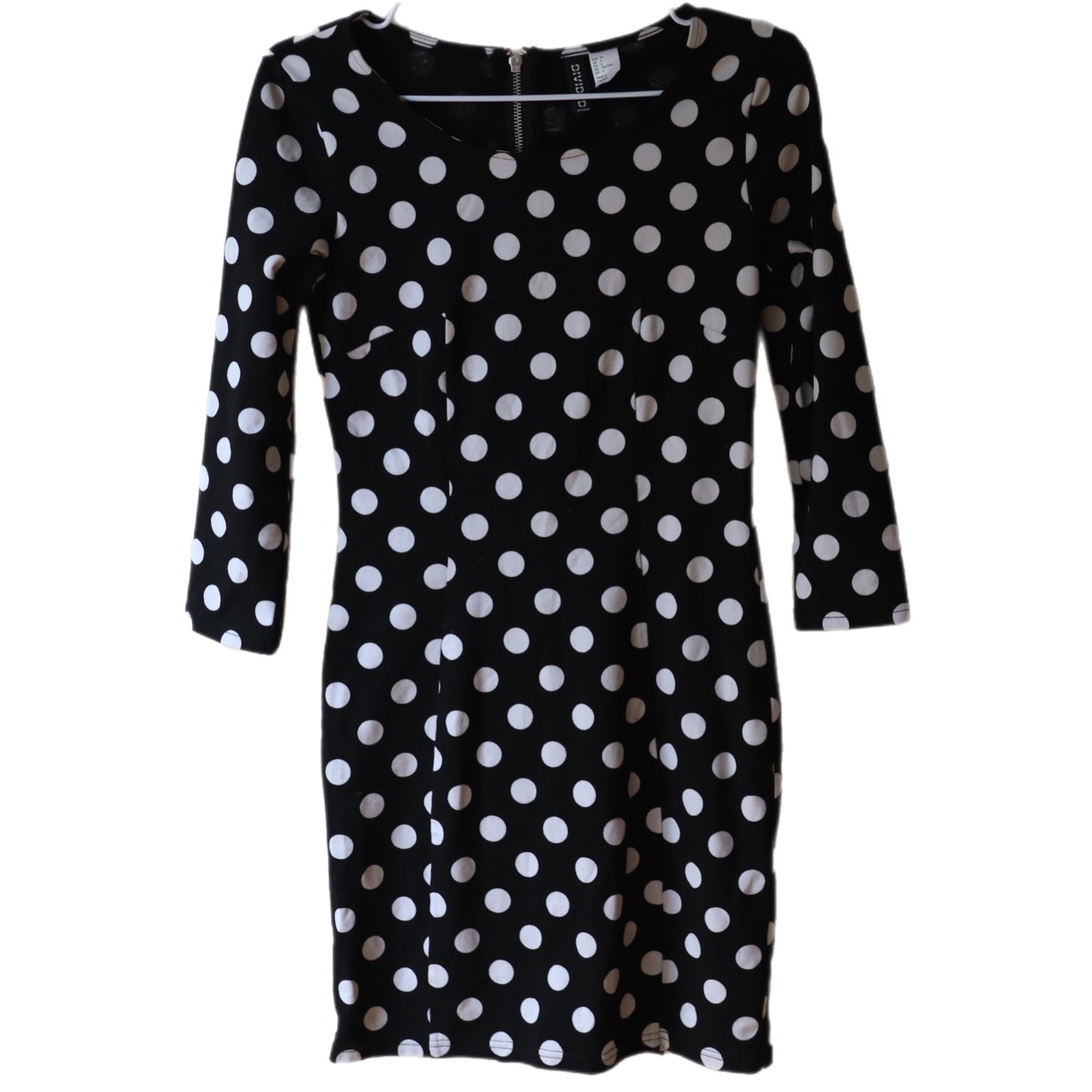 Kjole polkadot i svart og hvit, secondhand