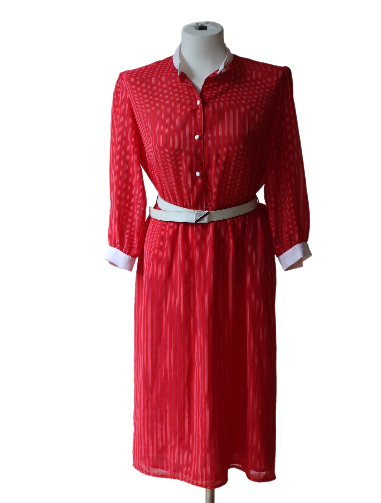Rød kjole med hvite striper, vintage
