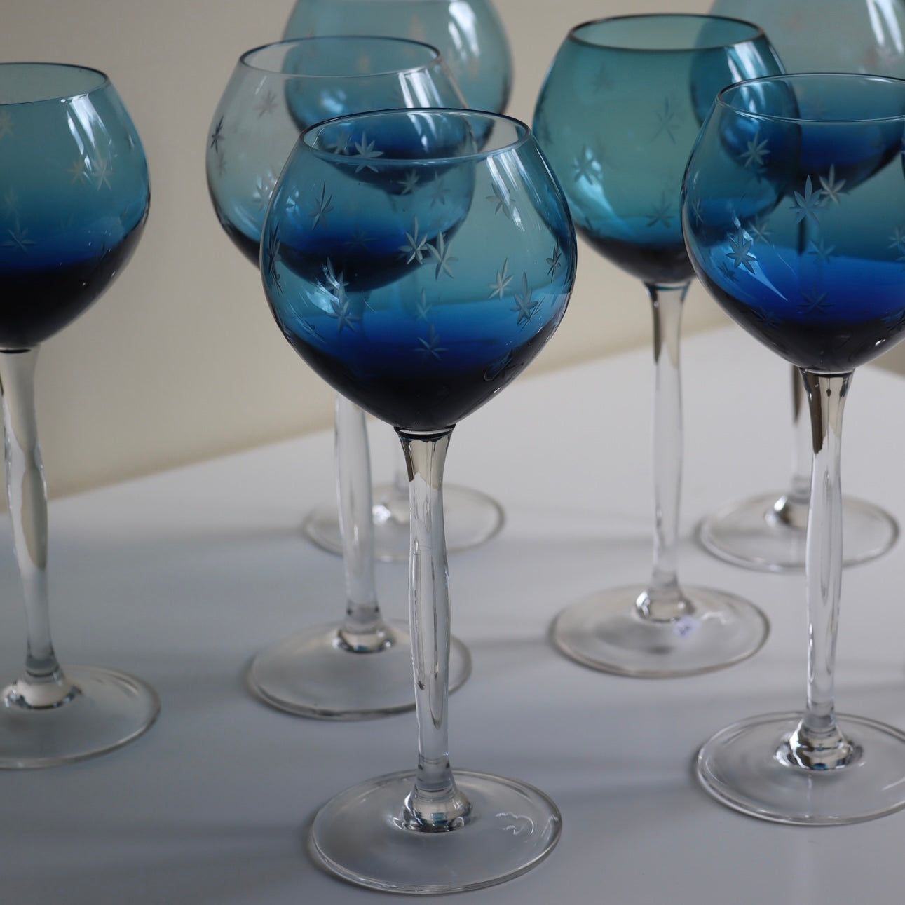 Rødvinsglass blå - secondhand