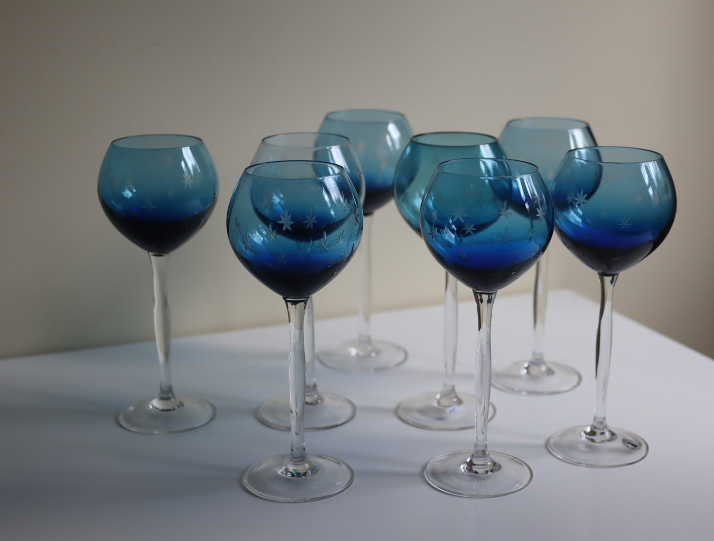 Rødvinsglass blå - secondhand