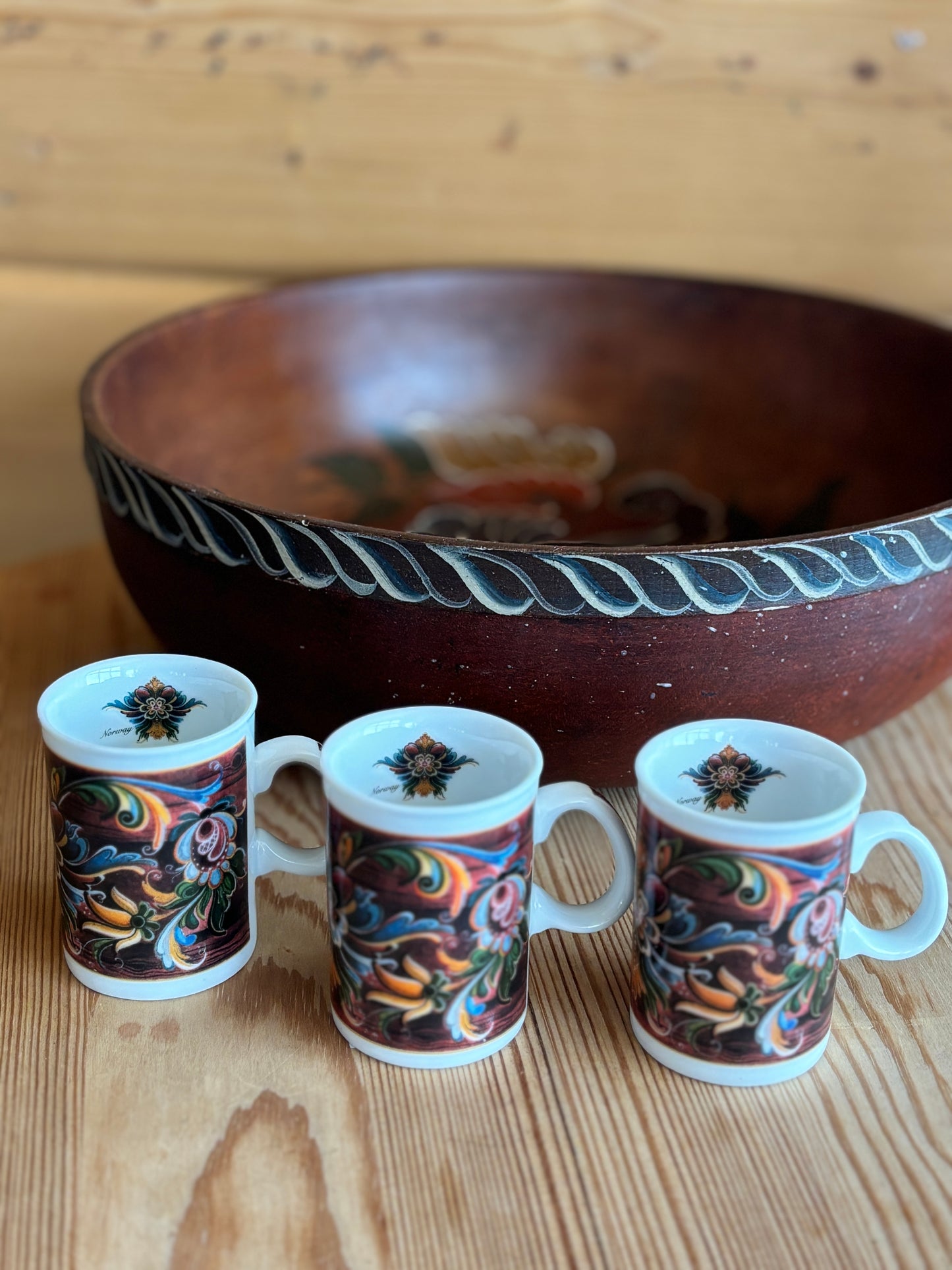 Kopper små, med rosemalingsdekor
