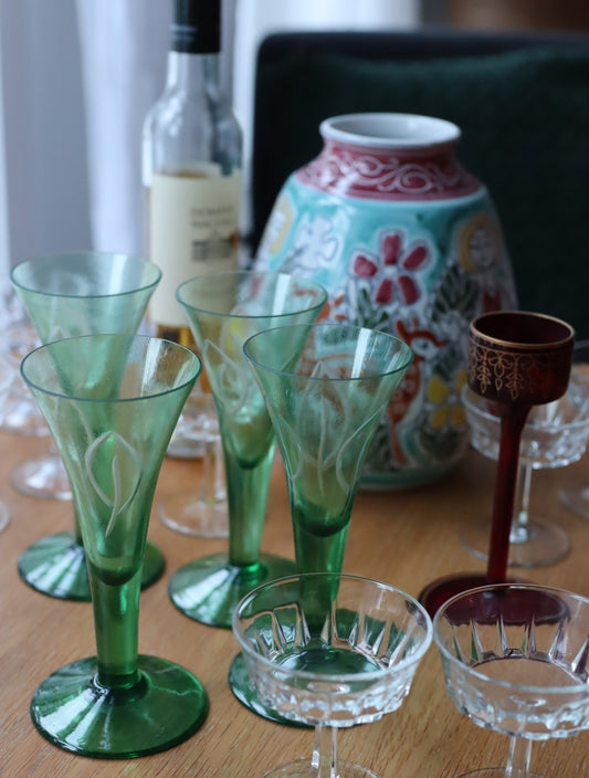 Snapsglass/likørglass grønne