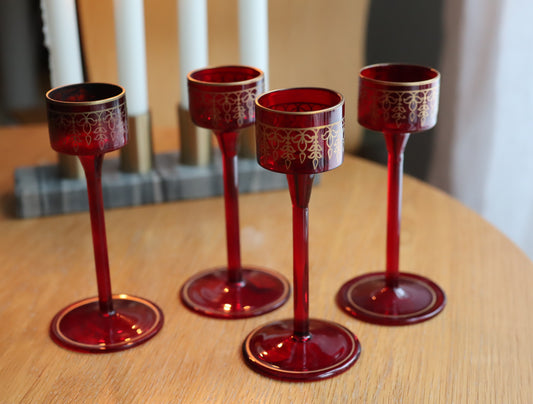 Likørglass vintage, røde