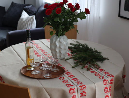 Juleduk med reisdyrmønster