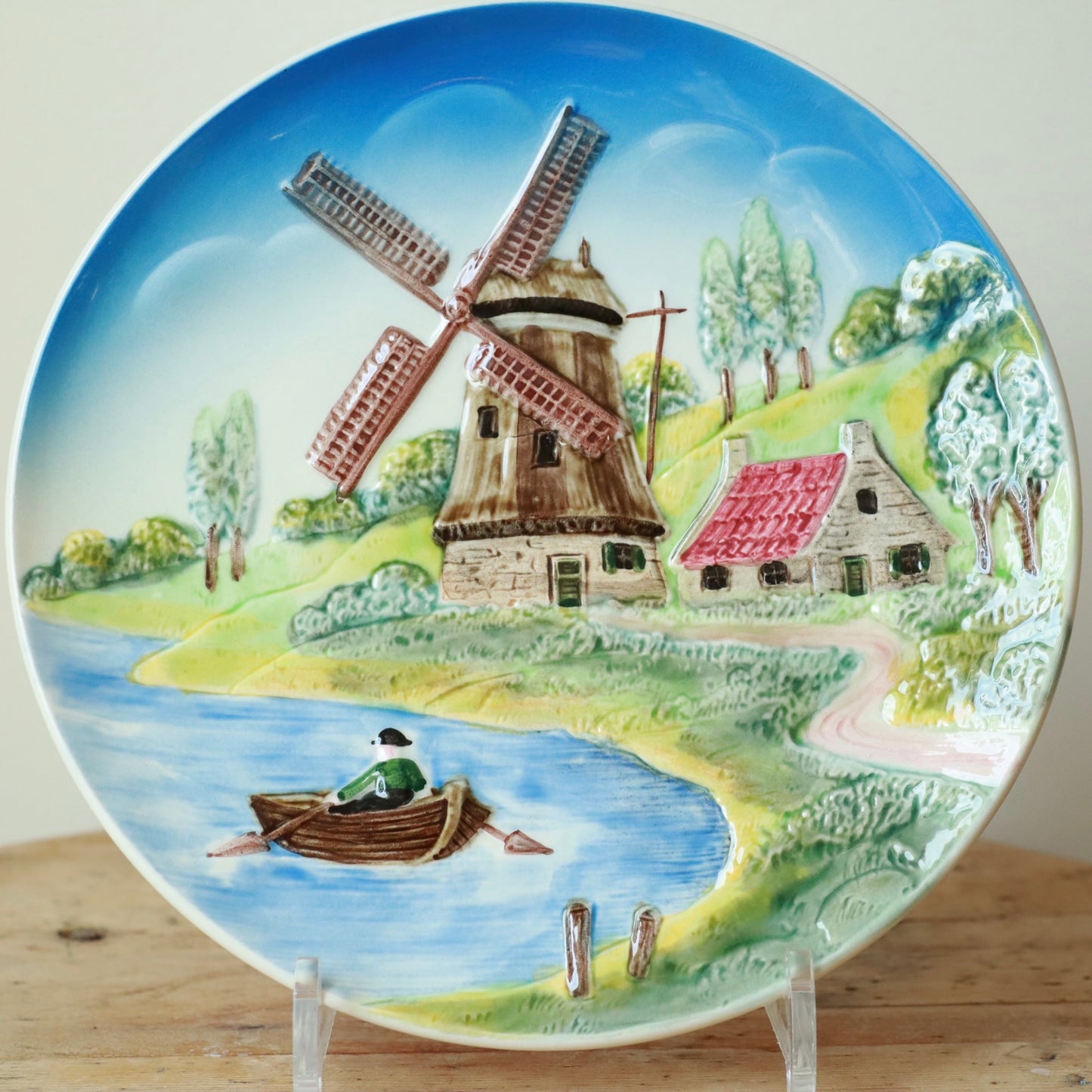 Platte, retro, med vindmøllemotiv