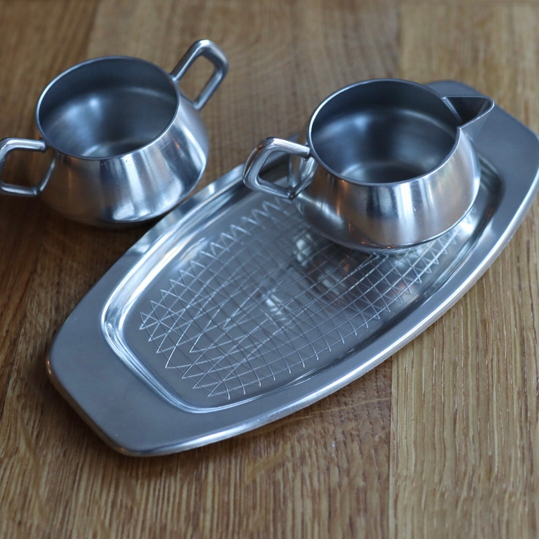 Sukker- og fløtesett i tinn vintage