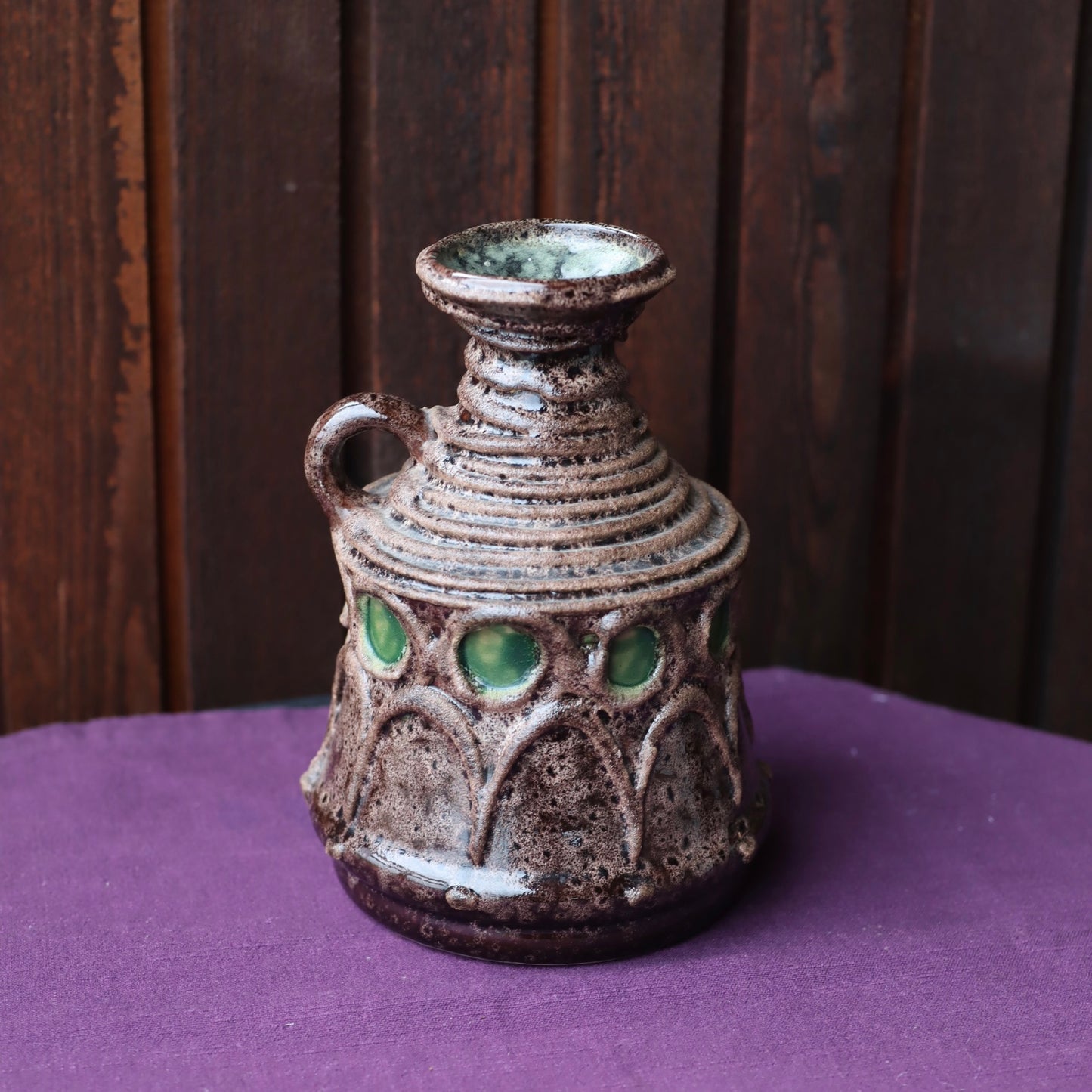 Retrovase tysk keramikk - brun og grønn