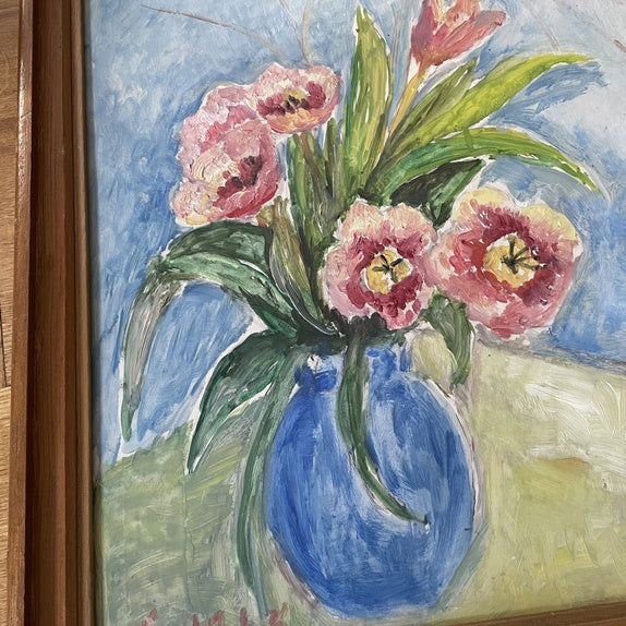 Vintage maleri - stilleben med blomster
