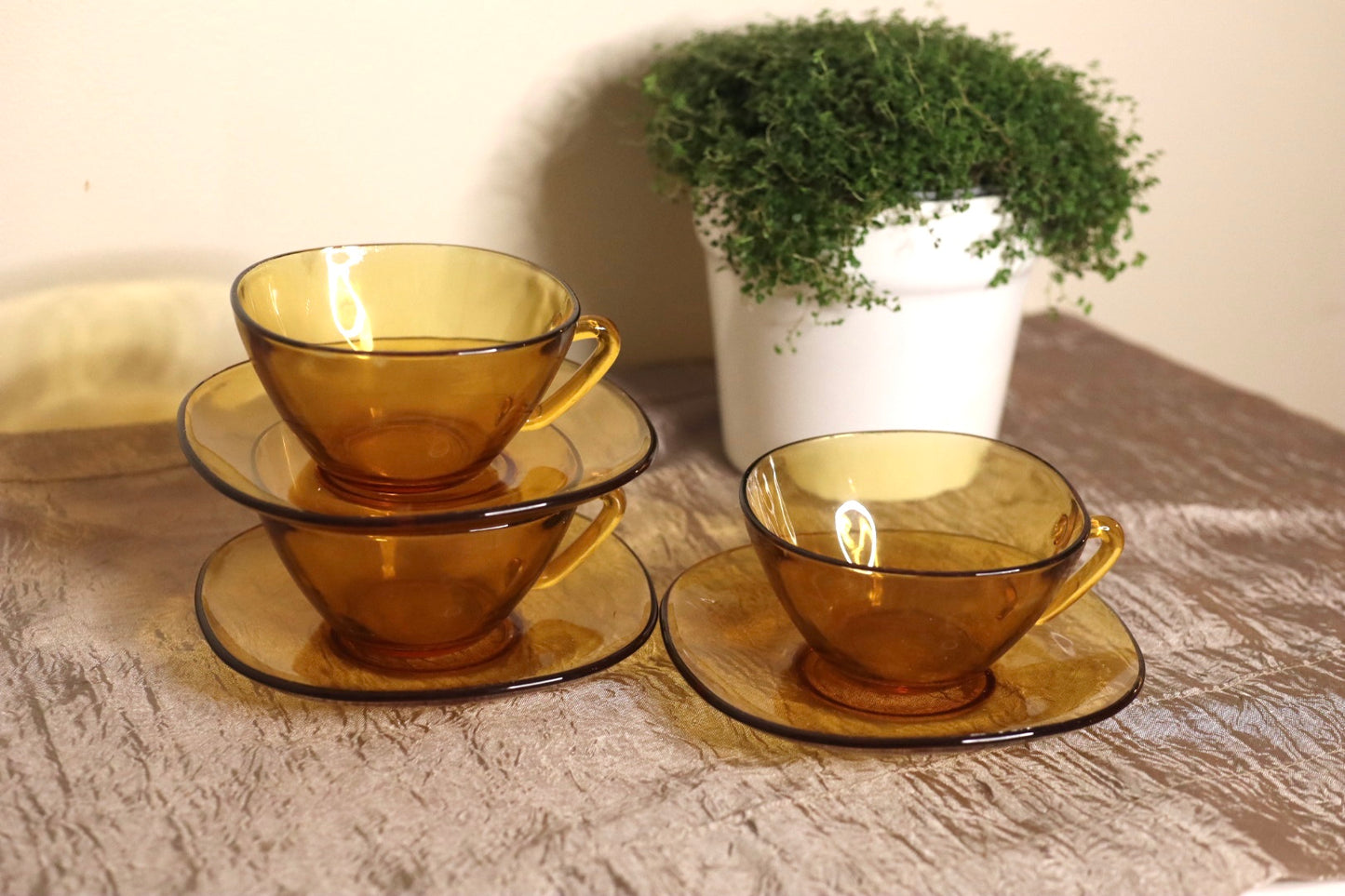 Vintage tekopper Vereco glass - ravfarget