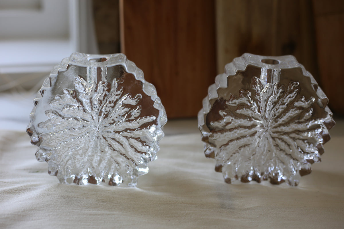Hadeland Nautilus – vintage krystall lysestaker