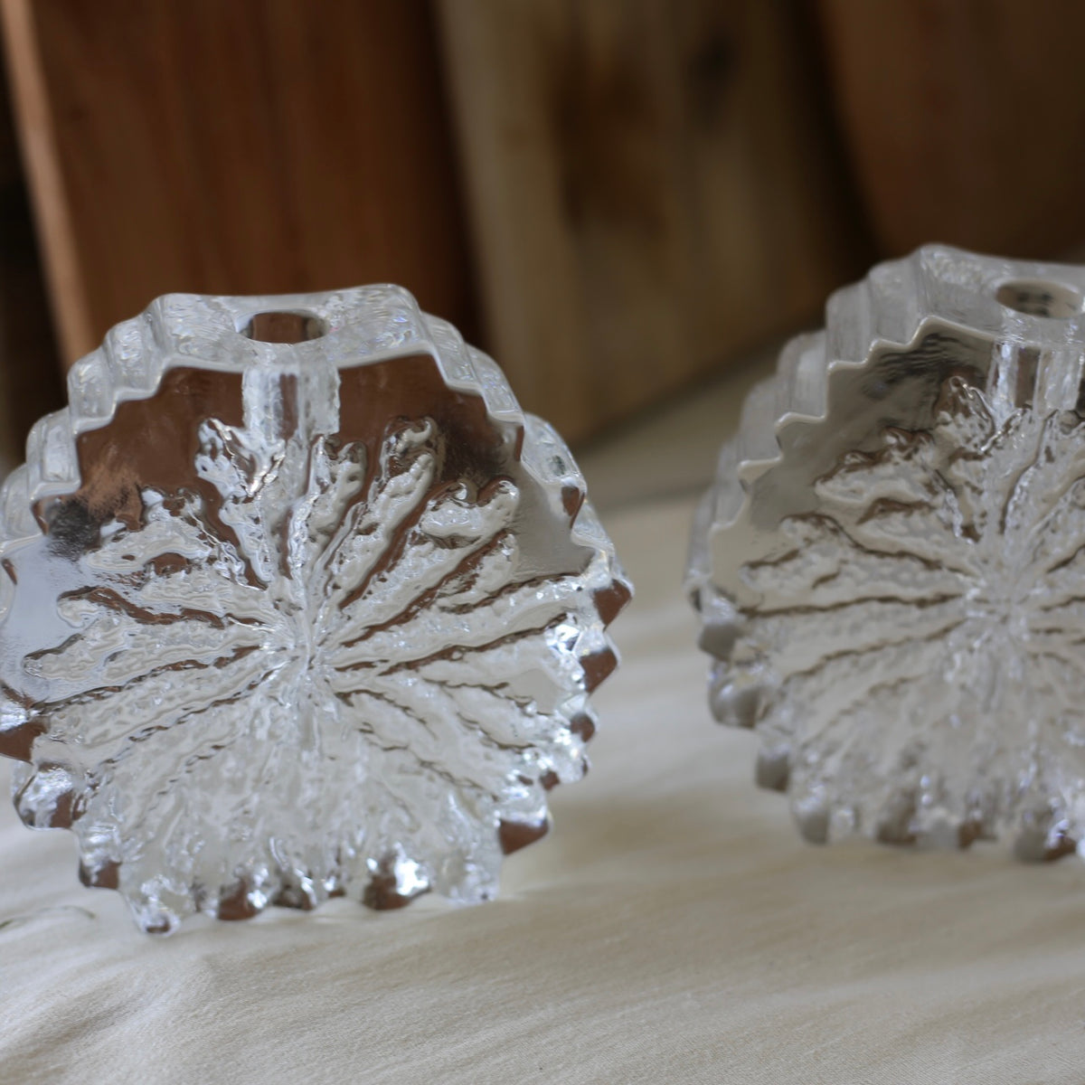 Hadeland Nautilus – vintage krystall lysestaker