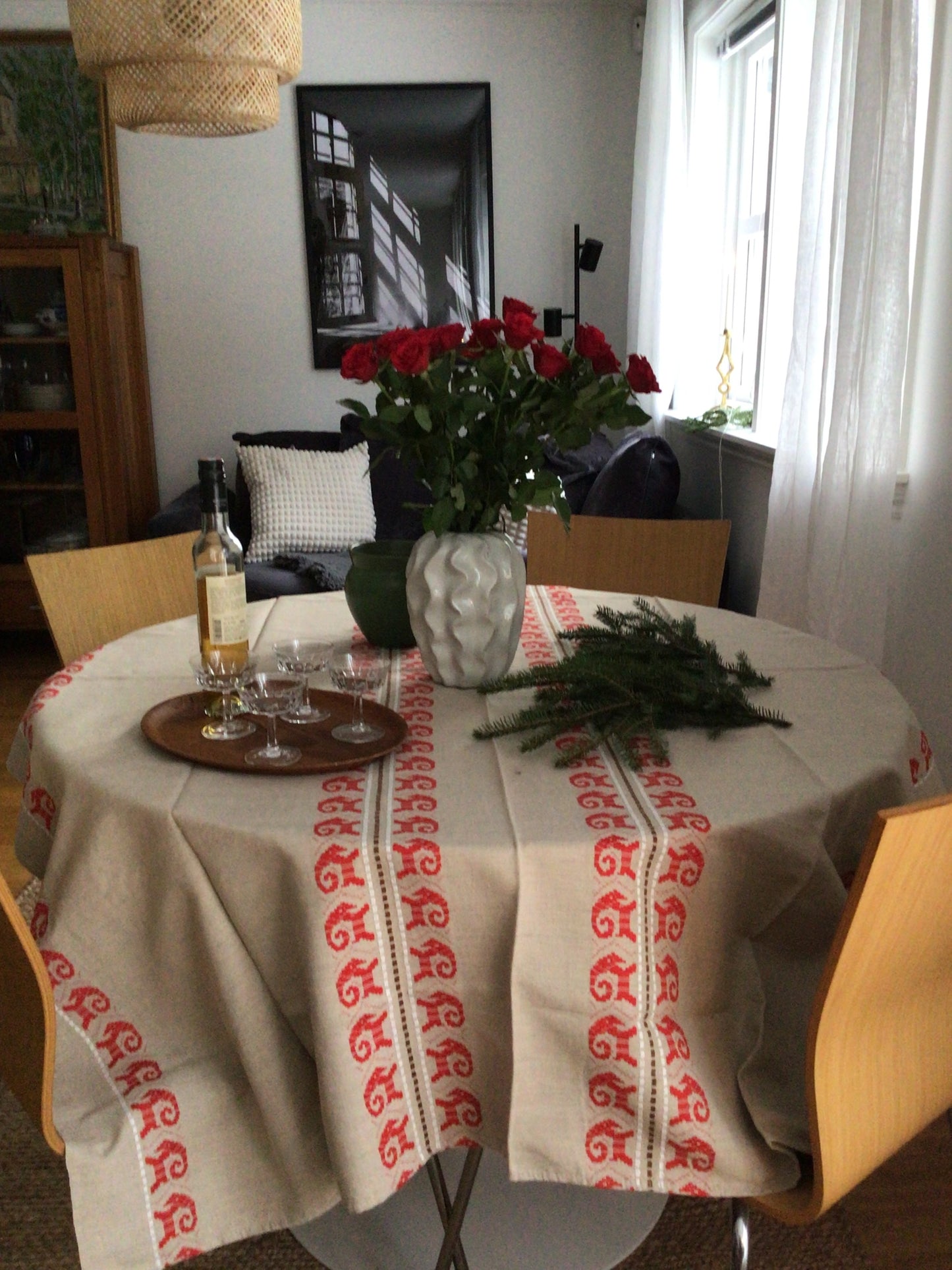 Juleduk med reisdyrmønster