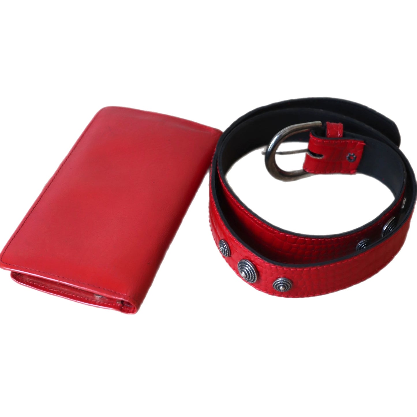 Belte og lommebok i rødt, secondhand