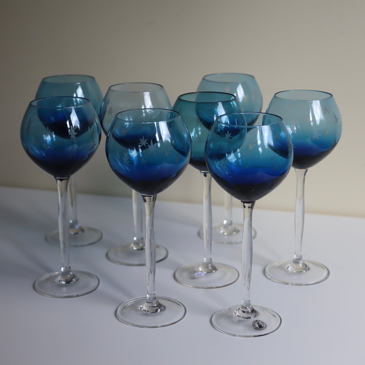 Rødvinsglass blå - secondhand