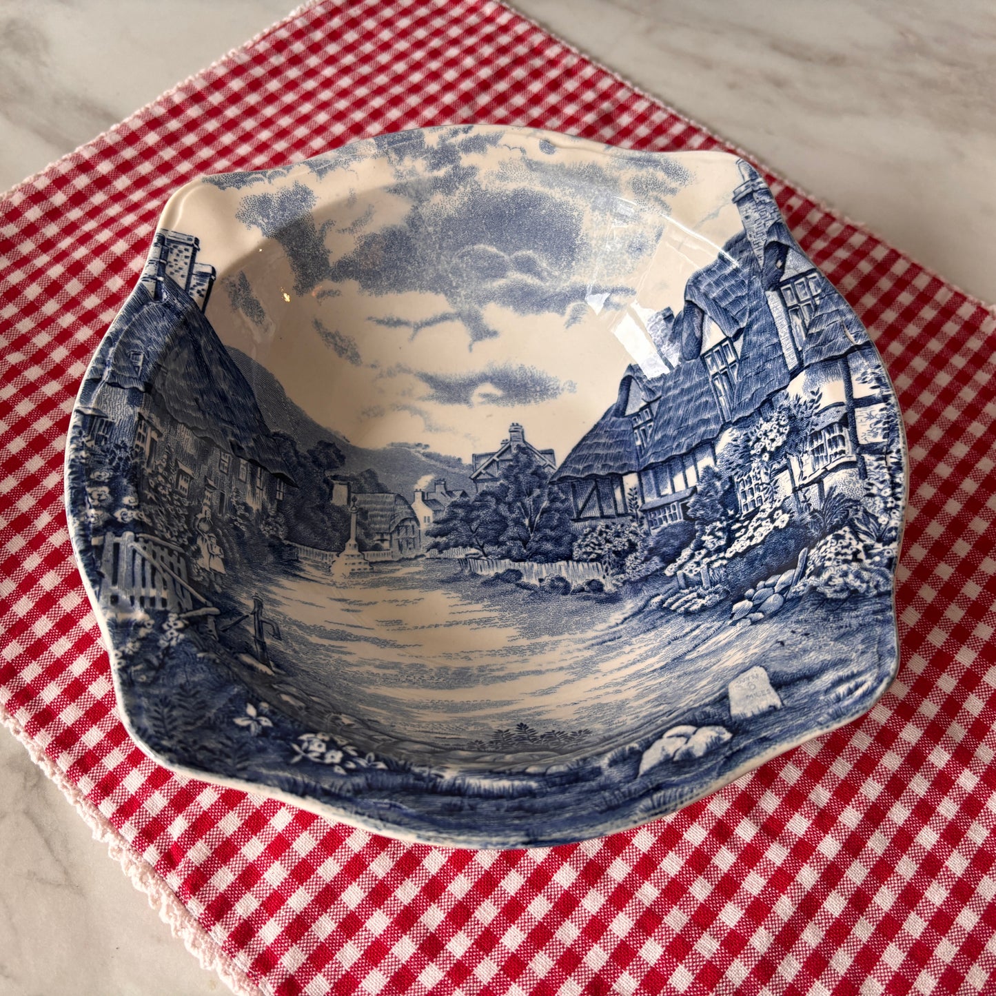 Middagsservise i blå-hvit porselen Old English vintage