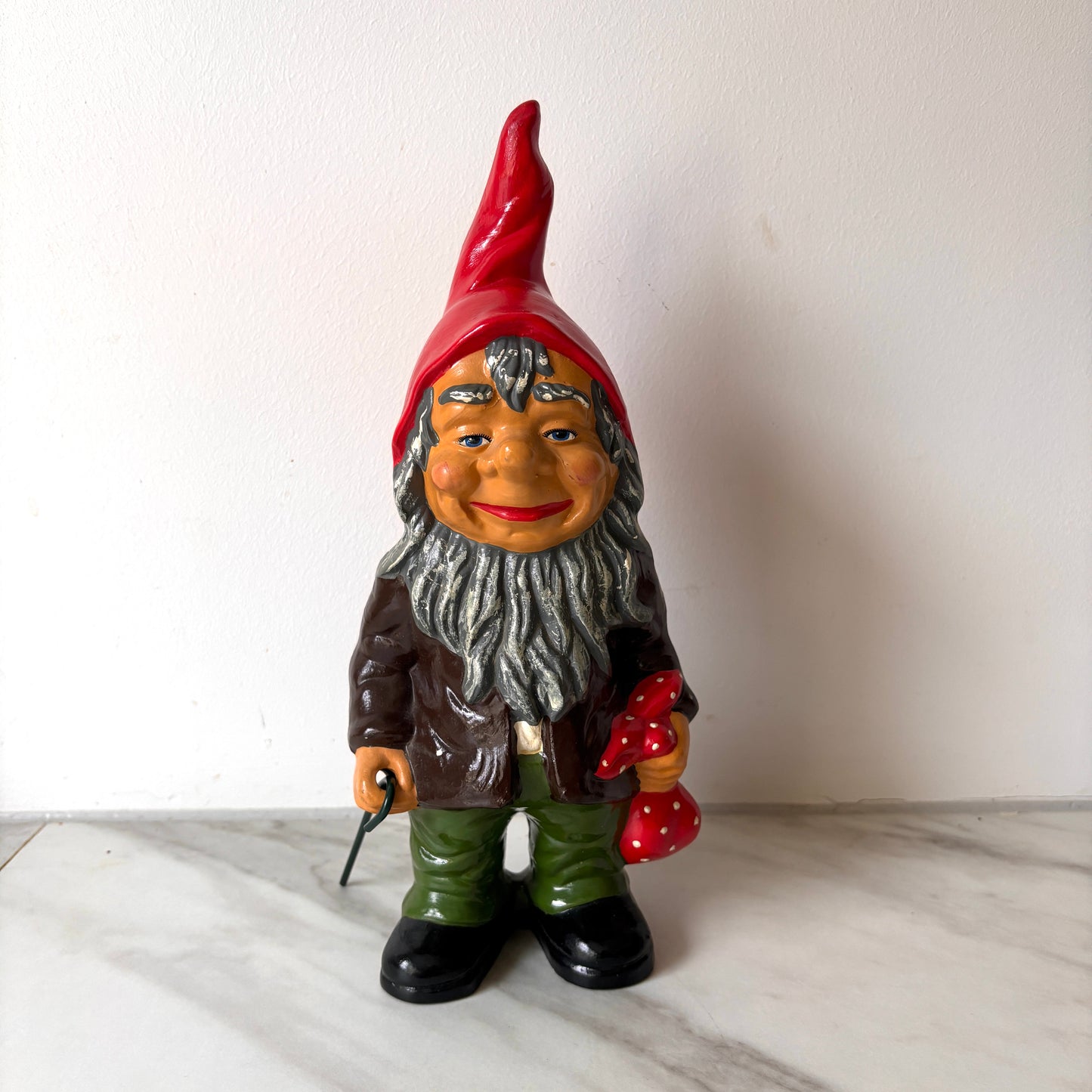 Tysk nisse vintage, med stav i hånden