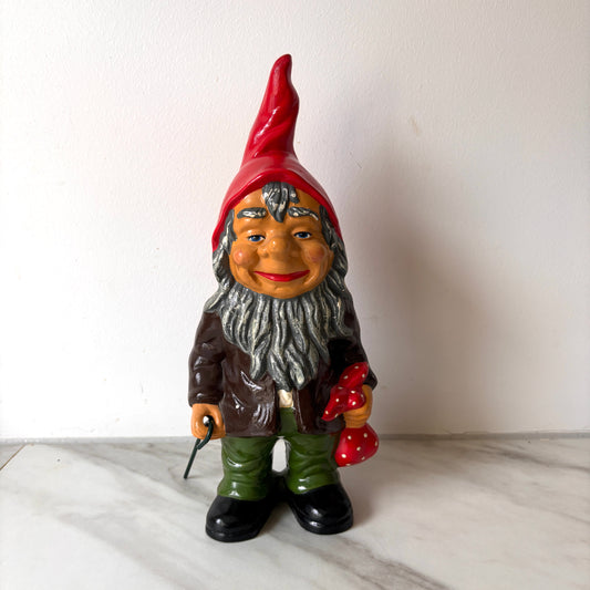 Tysk nisse vintage, med stav i hånden