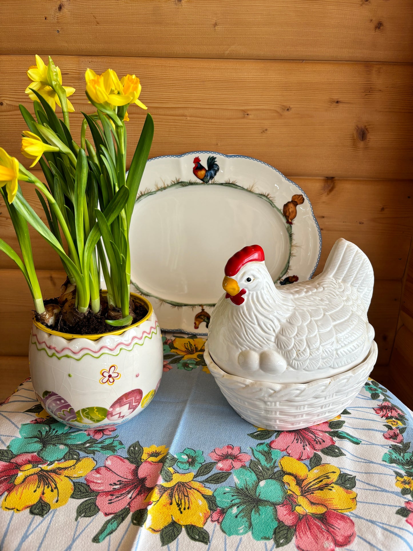 Påskehøne/egghøne i porselen - vintage