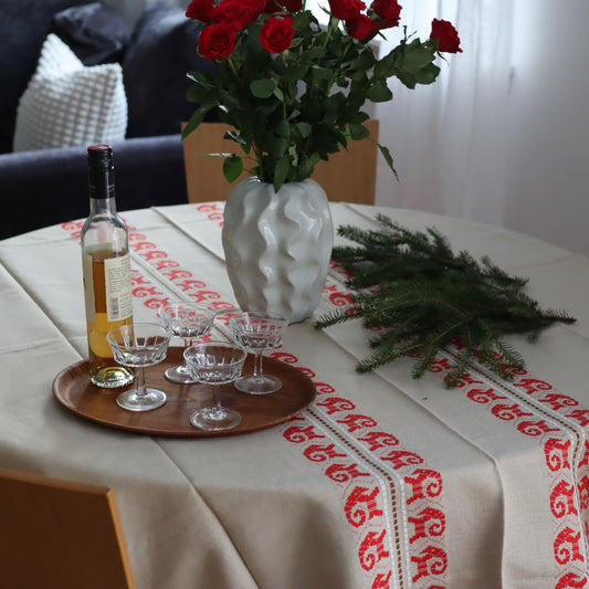 Juleduk med reisdyrmønster