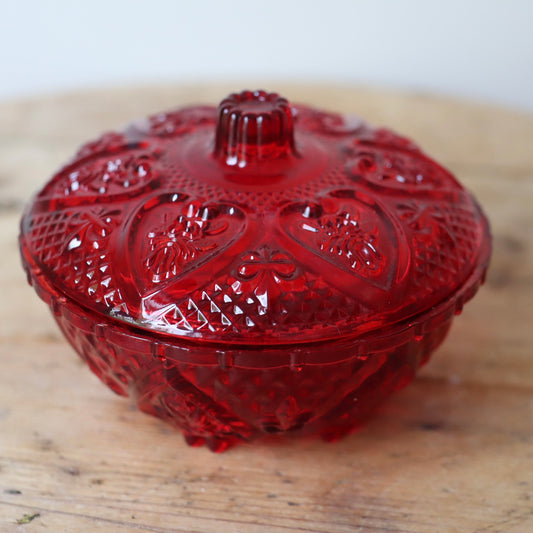 Vintage bonbonniere rød - fra Arcoroc