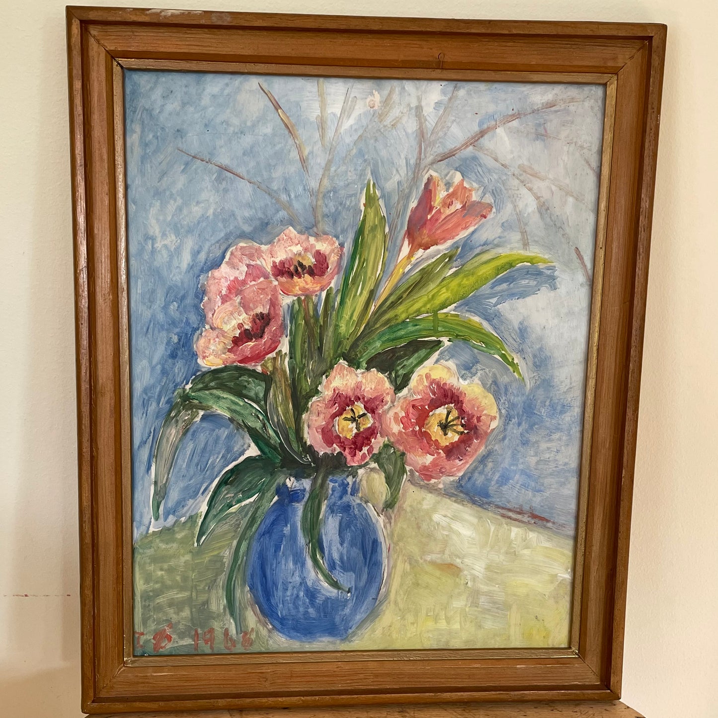 Vintage maleri - stilleben med blomster